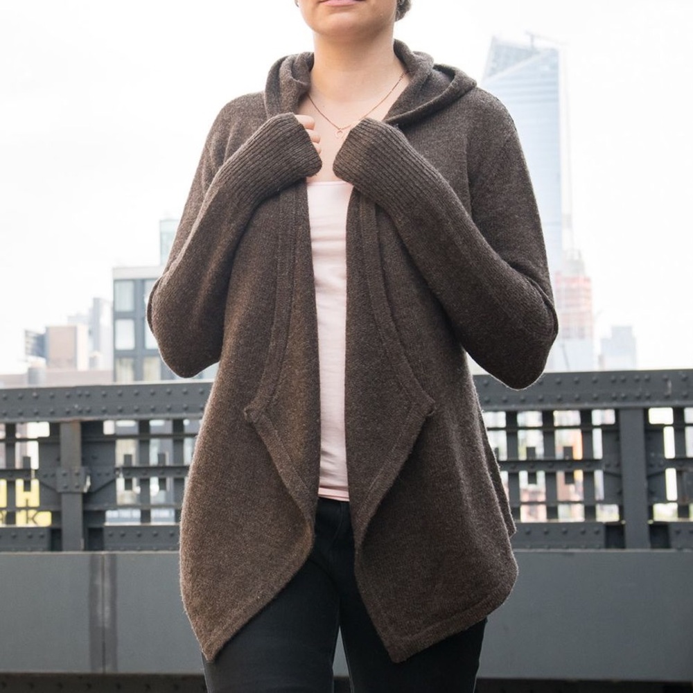 Betabrand Black Sheep Brown Wool Wrap/Cardigan